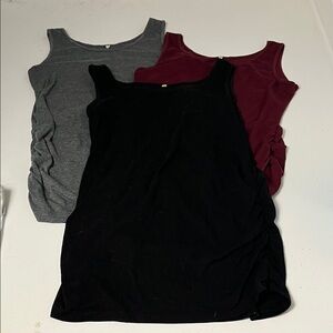 Set of 3 Amazon Medium Maternity Sleeveless Tank Top Bundle Gray, Black & Red